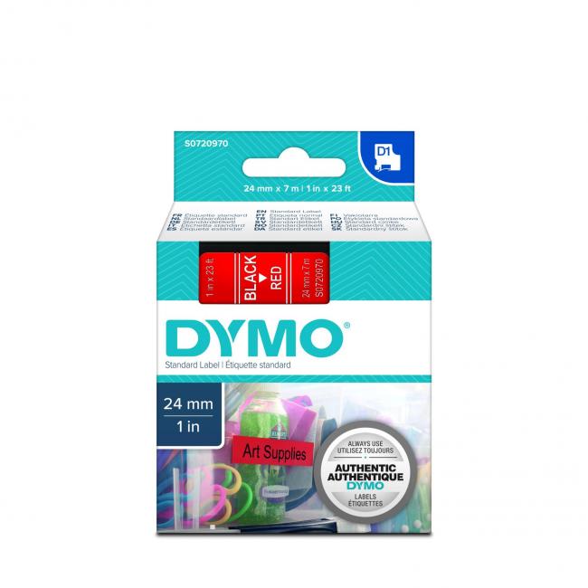 Dymo D1 selbstklebendes Klebeband 24 mm rot/schwarz