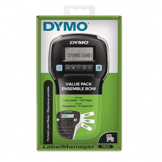 [DY214226] Dymo LM 160 Etikettendrucker und 3x D1-Bänder 12 mm x 7 m schwarz auf weiß