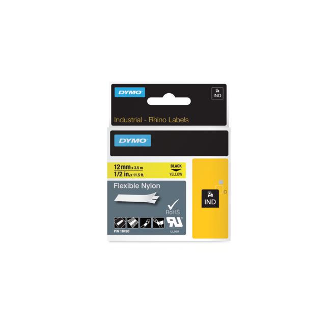 [DY718080] Flexibles Nylonband Dymo Rhino 12 mm gelb/schwarz