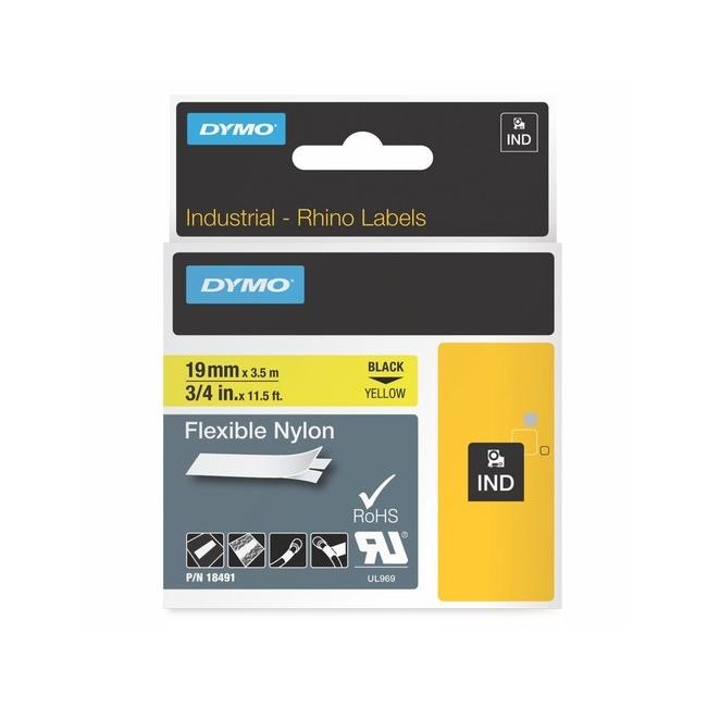 Flexibles Nylonband Dymo Rhino 19 mm gelb/schwarz