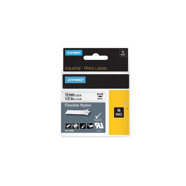 Flexibles Nylonband Dymo Rhino 12 mm weiß/schwarz