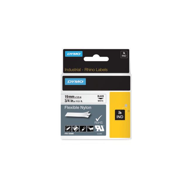 Flexibles Nylonband Dymo Rhino 19 mm weiß/schwarz
