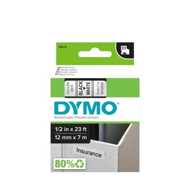 Dymo D1 selbstklebendes Klebeband 12 mm weiß/schwarz