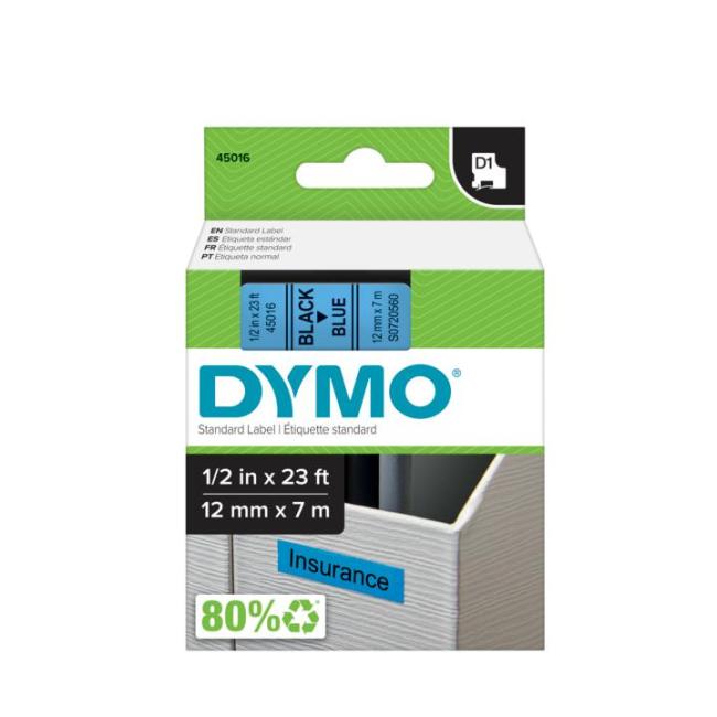 Dymo D1 selbstklebendes Klebeband 12 mm blau/schwarz