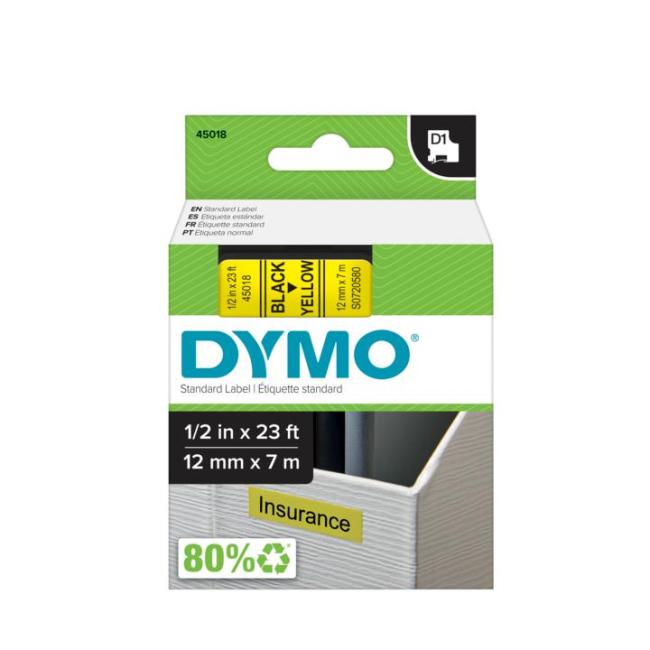 [DY720580] Dymo D1 selbstklebendes Klebeband 12 mm gelb/schwarz