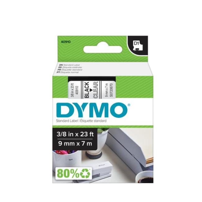 Dymo D1 selbstklebendes Klebeband 9 mm transparent/schwarz