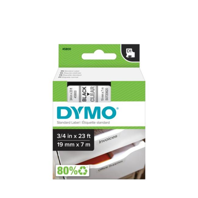 Dymo D1 Selbstklebeband 19 mm transparent/schwarz