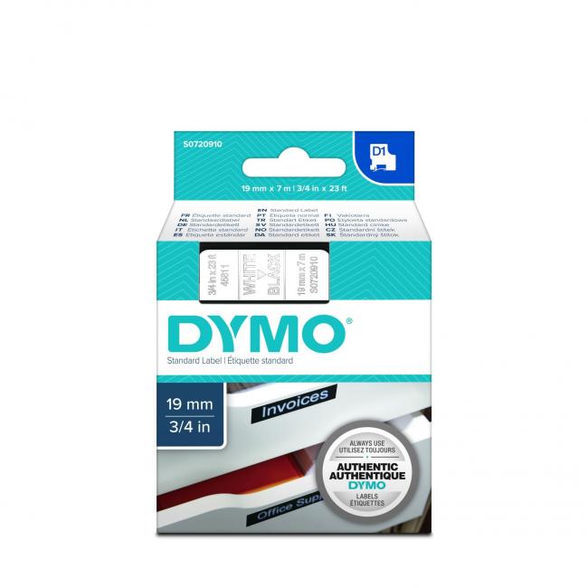 Dymo D1 selbstklebendes Klebeband 19 mm schwarz/weiß