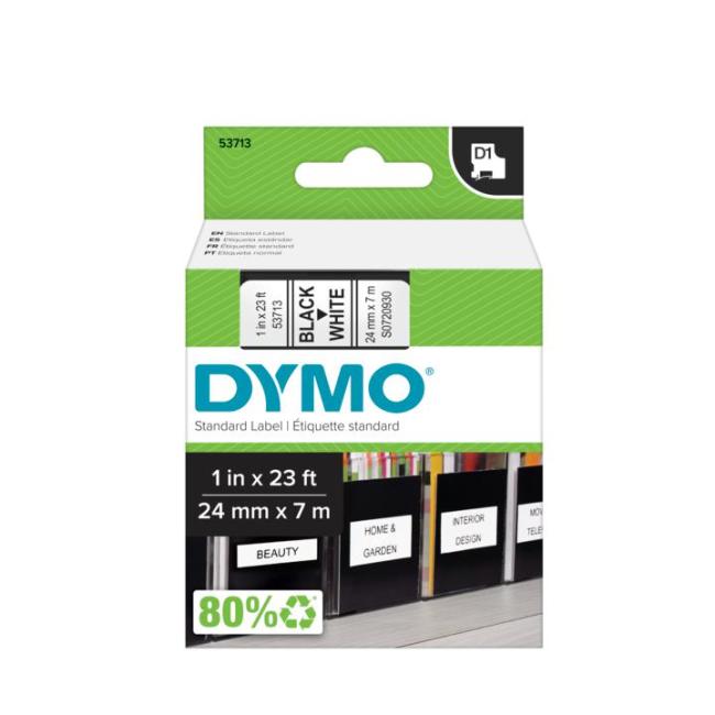 Dymo D1 selbstklebendes Klebeband 24 mm weiß/schwarz