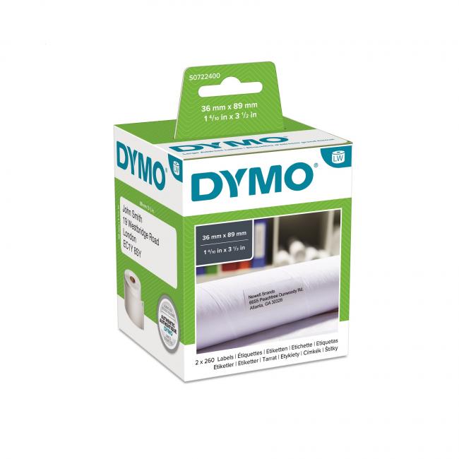 [DY722400] Dymo LW 89x36mm Adressetiketten groß weiß 520 Stück