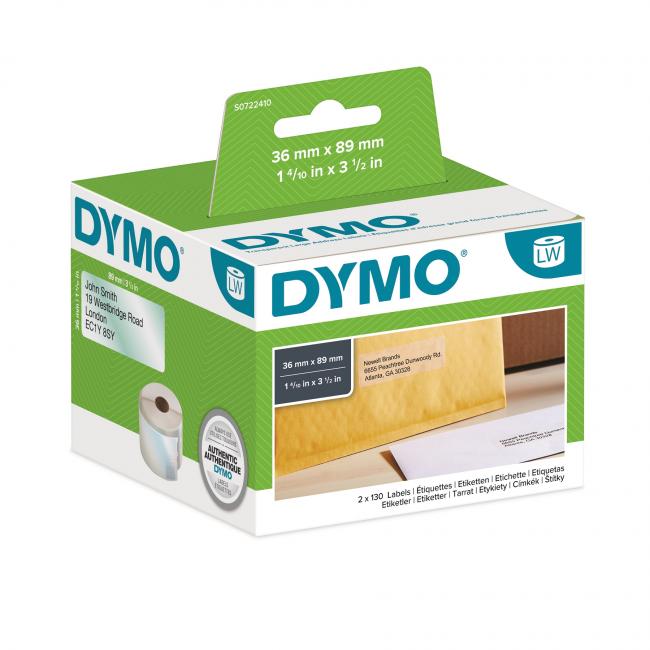 Dymo LW 89x36mm Adressetiketten, groß, transparent, Kunststoff