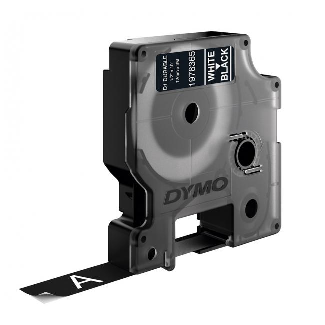 Dymo D1 Permanent-Vinylklebeband 12 mm schwarz/weiß