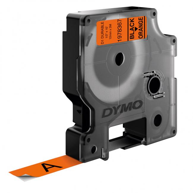 Dymo D1 Permanent-Vinylklebeband 12 mm orange/schwarz