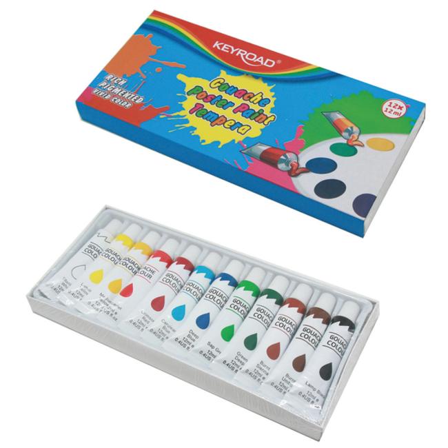 KEYROAD Temperafarben, 12 x 12 ml, Farbmischung