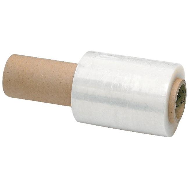 Stretchfolie 20 µm, 100 mm breit, 150 m lang, mit Griff, 6 cm breit, transparent
