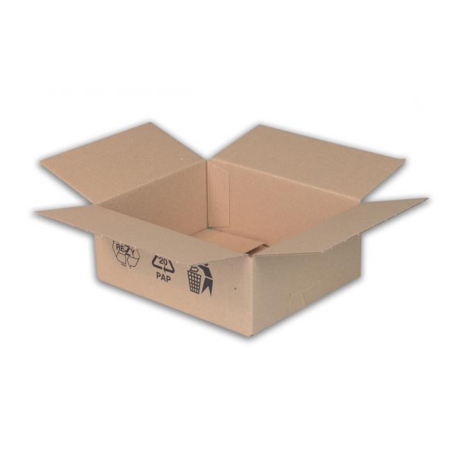 Karton mit Klappe und Recycling-Hinweisen, 200 x 150 x 100 mm