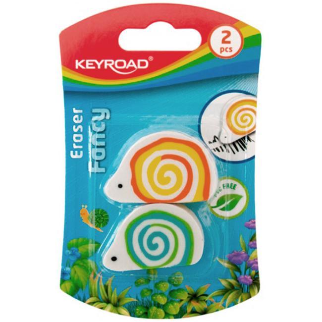 Universal-Radiergummi KEYROAD Schnecke, Blisterverpackung, 2 Stück, Farbmix