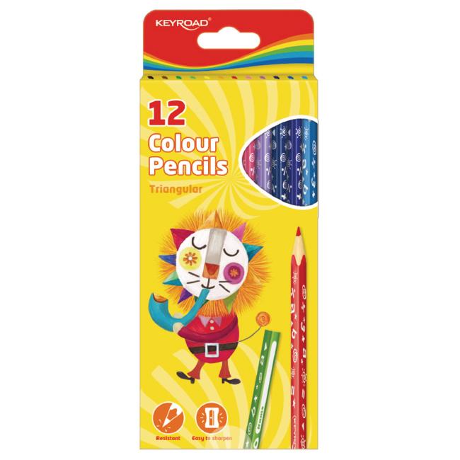 [EC971273] KEYROAD Dreiecksmalstifte, 12 Farben