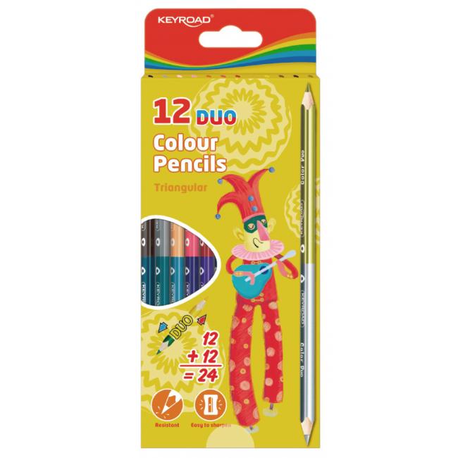 KEYROAD DUO Buntstifte, 12 Stück/24 Farben