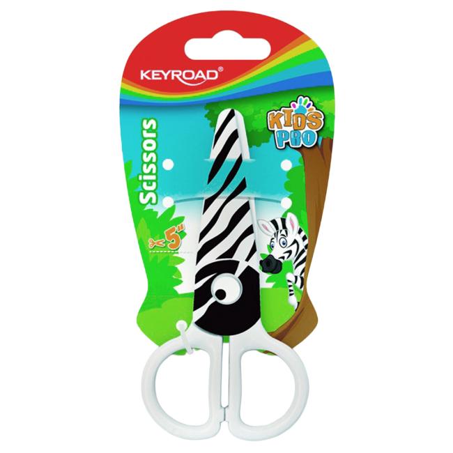 [EC971404] KEYROAD Schulschere, Blister, Zebra-Motiv, weiß und schwarz