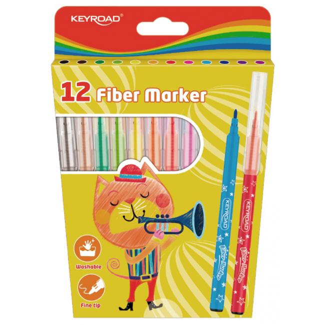 KEYROAD Fiber Marker Set, 12 Stück, gemischte Farben