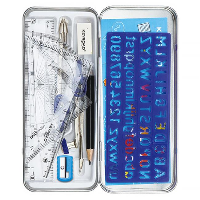 [EC971708] KEYROAD Schulmaterialset, Metallkoffer, verschiedene Farben