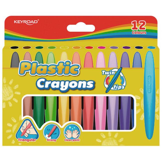 KEYROAD Twin Tips Wachsmalstifte, dreieckig, Farbmischung