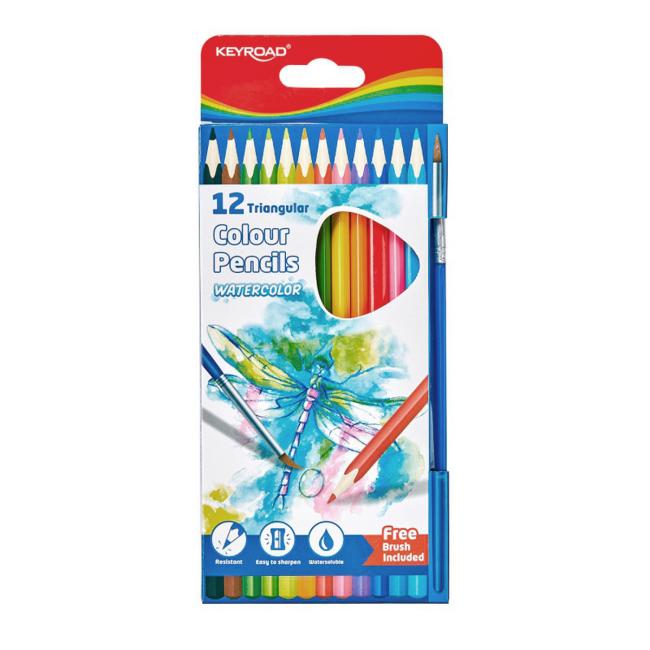 KEYROAD Aquarellstifte mit Pinsel, 12 Farben