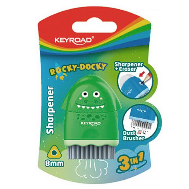 [EC972031] KEYROAD ROCKY-DOCKY Kunststoffreibe mit Abfallbehälter, Blisterverpackung, Farbmix