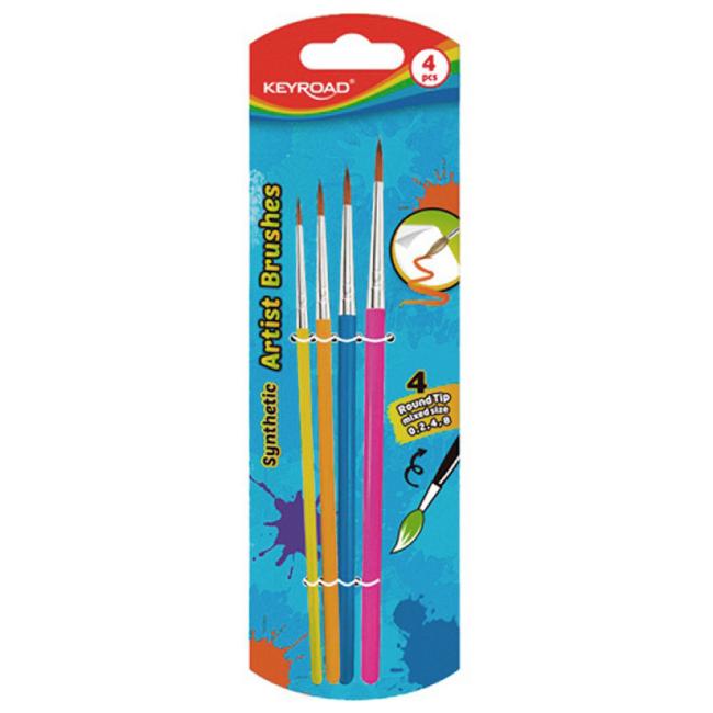 [EC972032] KEYROAD Rundpinsel-Set, Blisterverpackung, 4 Stück, Farbmix