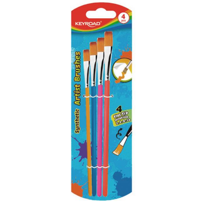 KEYROAD Pinselset, Blisterverpackung, 4 Stück, Farbmix