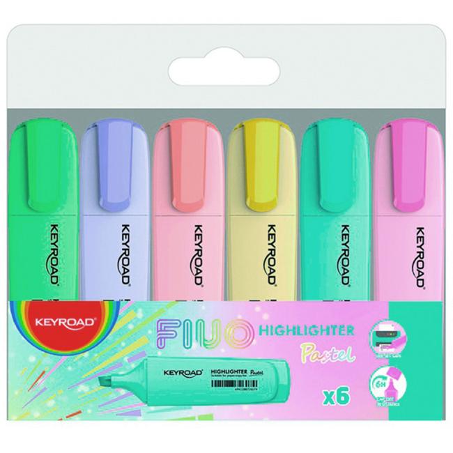 KEYROAD Pastell-Textmarker-Set, 6-teilig
