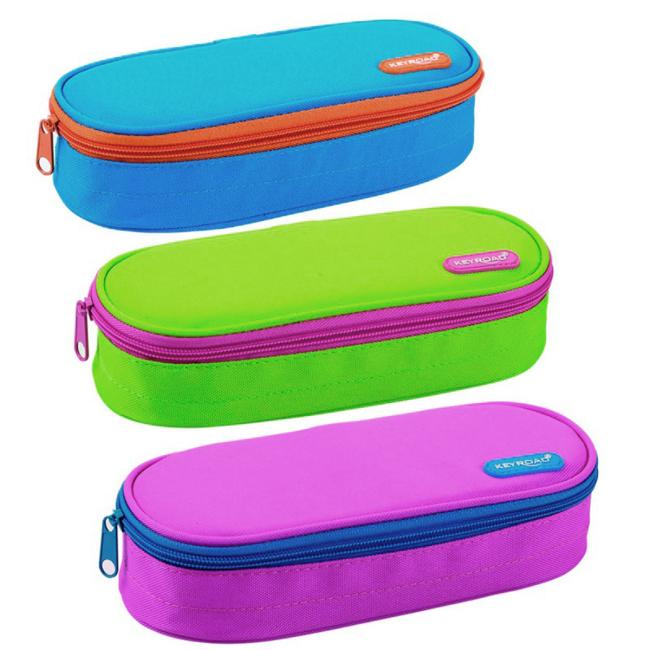 KEYROAD leeres rundes Federmäppchen, Farbmix