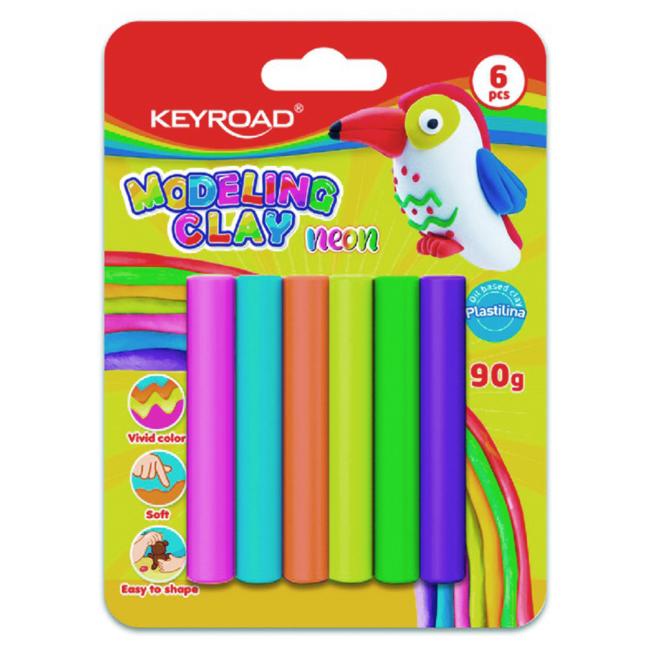 [EC972234] KEYROAD Neon-Knetmasse, Blisterpackung mit 6 Stück, Farbmischung