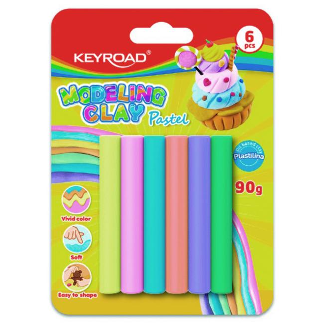 KEYROAD Pastellknetmasse, Blisterpackung mit 6 Stück, Farbmischung