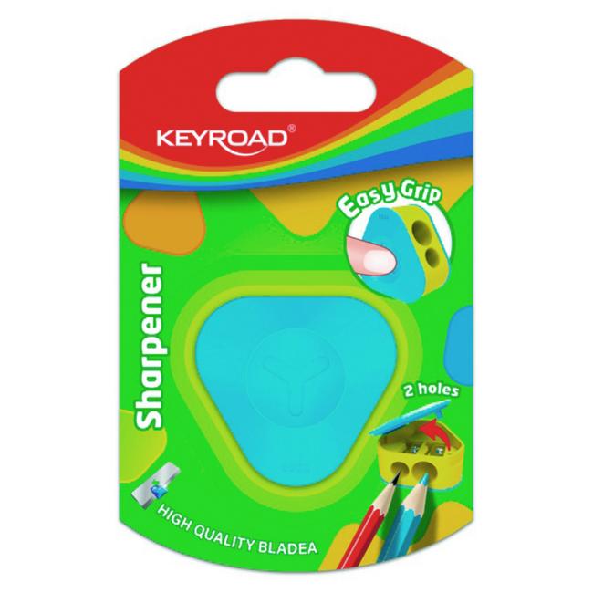 KEYROAD Kunststoffreibe mit zwei Löchern, Blisterverpackung, Farbmix