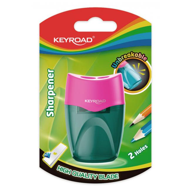 [EC972387] KEYROAD Kunststoffreibe mit zwei Löchern, Blisterverpackung, Farbmix