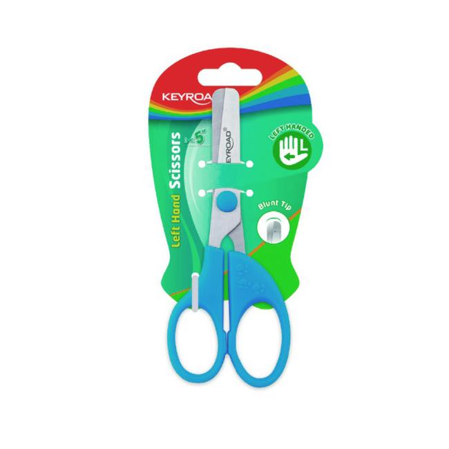 KEYROAD Kinderschere für Linkshänder, 13 cm, Blisterverpackung, Farbmix