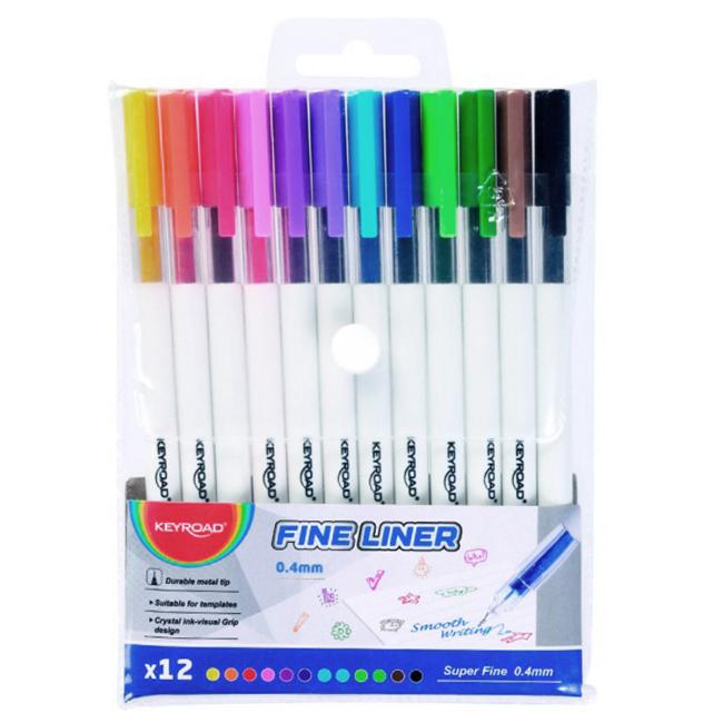 KEYROAD Fine 0,4 mm Liner-Set, 12 Stück, Farbmix