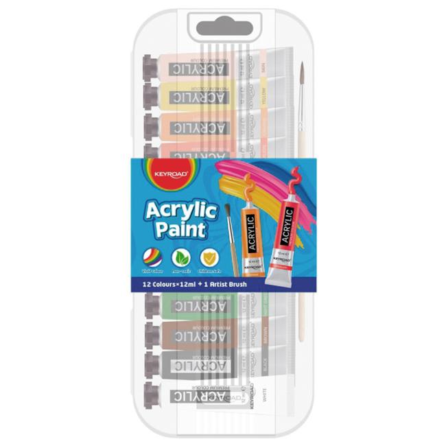 KEYROAD Acrylfarben, 12 x 12 ml, Farbmischung