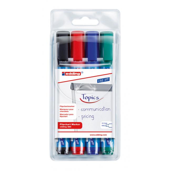 [ED038094] Edding 380/4S Flipchart-Block-Marker-Set