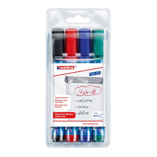 Edding 383/4S Flipchart-Block-Marker-Set