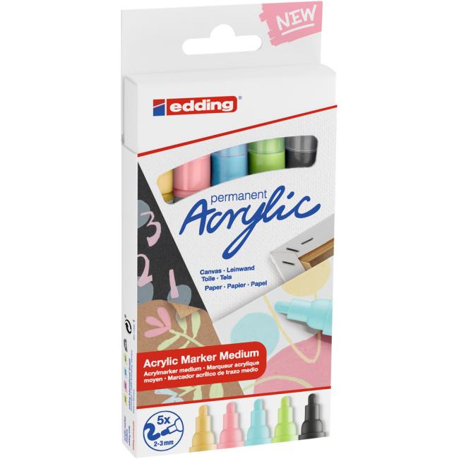 [ED051050] Edding 5100 5f Acrylmarker-Set Pastellfarben