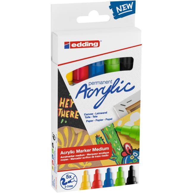 [ED051051] Edding 5100 5f Acrylmarker-Set Grundfarben