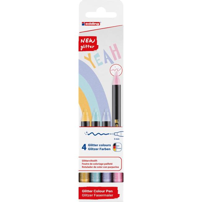 Edding 1200/4S Glitzermarker-Set, Pastellfarben