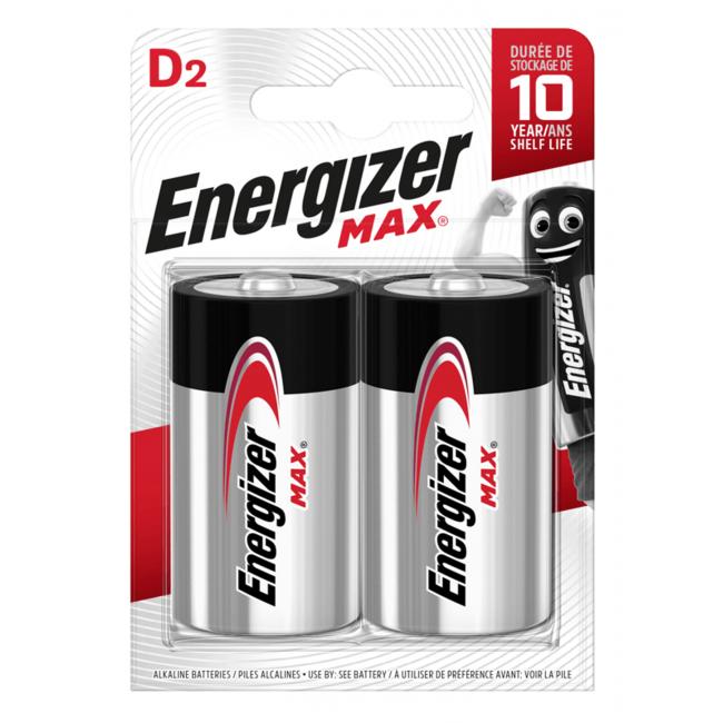 Energizer Alkaline-Batterie Max 1,5 V, Typ D, 2 Stück.