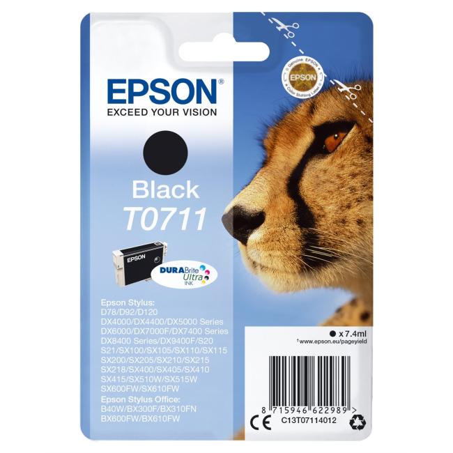 Epson C13T07114H10 schwarze Tintenpatrone, 2er-Pack für D120, DX7400/7450/8400/8450 (2x450 Seiten)