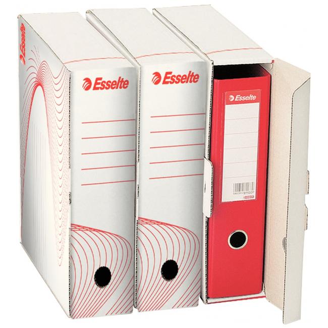 [ES010024] Archivbox für Esselte-Aktenordner weiß/rot