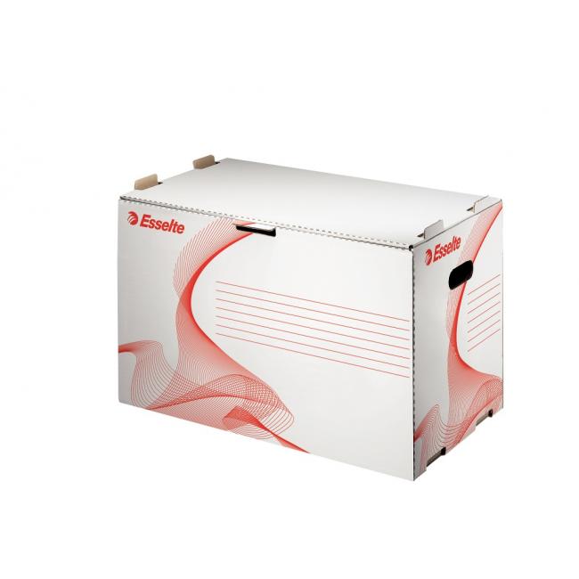 [ES010964] Archivbox für Esselte-Akten, weiß/rot, 530 x 343 x 311 mm