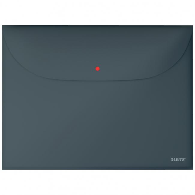 Kunststoffmappe A4 mit Druckknopf, Leitz Cosy Velvet, grau, 3 Stück